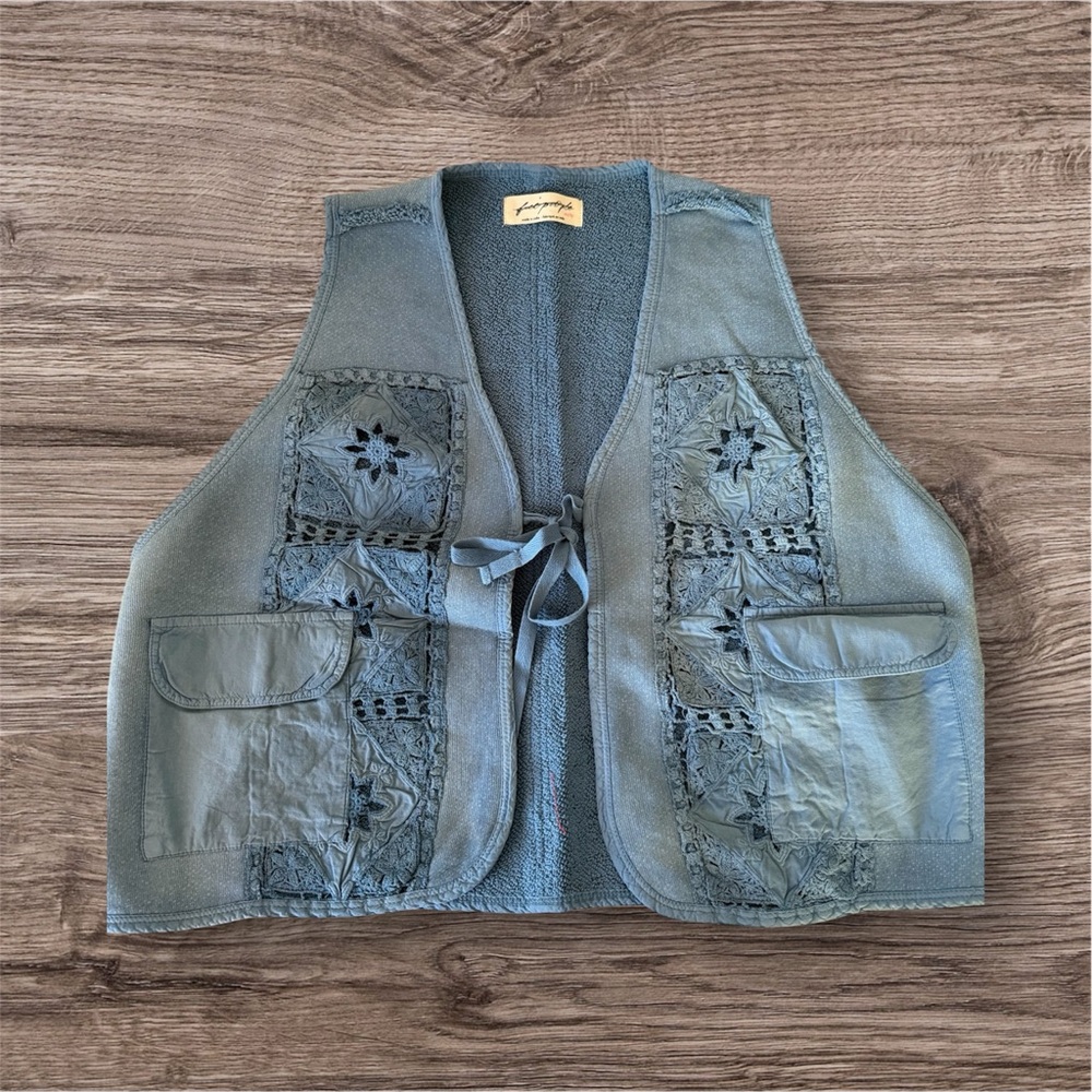 FP Movement by Free People Blue Embroidered Vest